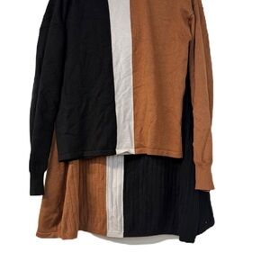Colorblock Sweater in Black, White, and Brown